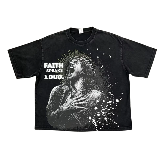 FAITH SPEAKS LOUD Heavyweight Pure Cotton T-Shirt